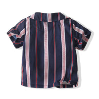 Load image into Gallery viewer, 2 Pieces Set Baby Boys Striped Shirts And Solid Color Shorts Wholesale 23030869

