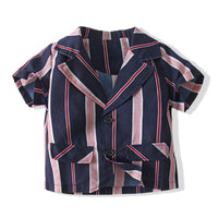 Load image into Gallery viewer, 2 Pieces Set Baby Boys Striped Shirts And Solid Color Shorts Wholesale 23030869
