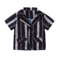 Load image into Gallery viewer, 2 Pieces Set Baby Boys Striped Shirts And Solid Color Shorts Wholesale 23030869
