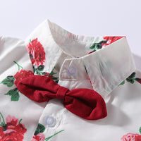 Load image into Gallery viewer, 2 Pieces Set Baby Kid Boys Birthday Party Flower Bow Print Shirts And Solid Color Shorts Wholesale 23030870
