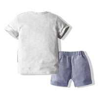 Load image into Gallery viewer, 2 Pieces Set Baby Kid Boys Striped Bow Tops And Shorts Wholesale 23030875
