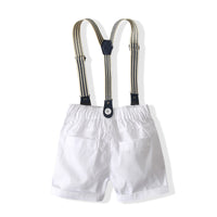 Load image into Gallery viewer, 2 Pieces Set Baby Boys Birthday Party Checked Bow Shirts And Solid Color Rompers Wholesale 23030877
