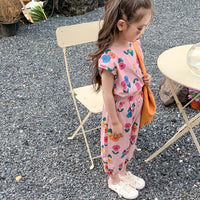 Load image into Gallery viewer, 2 Pieces Set Baby Kid Girls Flower Print Tops And Pants Wholesale 230315125
