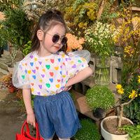 Load image into Gallery viewer, Baby Kid Girls Love heart Lace Print Tops Wholesale 230315130
