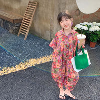 Load image into Gallery viewer, Baby Kid Girls Flower Print Jumpsuits Wholesale 230315132
