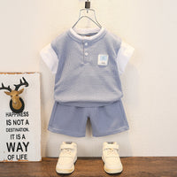 Load image into Gallery viewer, 2 Pieces Set Baby Kid Unisex Color-blocking T-Shirts And Solid Color Shorts Wholesale 230315156
