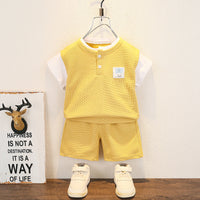 Load image into Gallery viewer, 2 Pieces Set Baby Kid Unisex Color-blocking T-Shirts And Solid Color Shorts Wholesale 230315156
