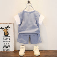 Load image into Gallery viewer, 2 Pieces Set Baby Kid Unisex Color-blocking T-Shirts And Solid Color Shorts Wholesale 230315156
