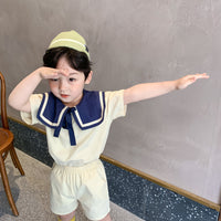 Load image into Gallery viewer, 2 Pieces Set Baby Kid Unisex Solid Color Tops And Color-blocking Shorts Wholesale 23031516
