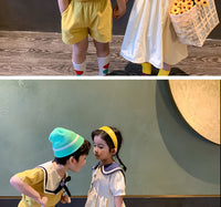 Load image into Gallery viewer, 2 Pieces Set Baby Kid Unisex Solid Color Tops And Color-blocking Shorts Wholesale 23031516
