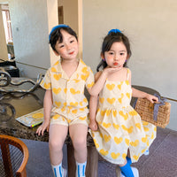 Load image into Gallery viewer, 2 Pieces Set Baby Kid Girls Love heart Print Shirts And Shorts Wholesale 23031519
