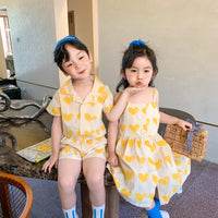 Load image into Gallery viewer, 2 Pieces Set Baby Kid Girls Love heart Print Shirts And Shorts Wholesale 23031519

