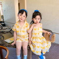 Load image into Gallery viewer, 2 Pieces Set Baby Kid Girls Love heart Print Shirts And Shorts Wholesale 23031519
