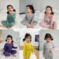 Load image into Gallery viewer, 2 Pieces Set Baby Kid Unisex Solid Color Tops And Pants Sleepwears Wholesale 230315226
