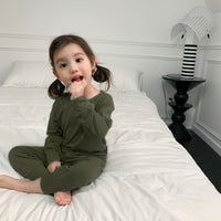 Load image into Gallery viewer, 2 Pieces Set Baby Kid Unisex Solid Color Tops And Pants Sleepwears Wholesale 230315226
