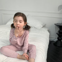 Load image into Gallery viewer, 2 Pieces Set Baby Kid Unisex Solid Color Tops And Pants Sleepwears Wholesale 230315226
