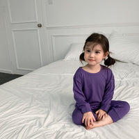 Load image into Gallery viewer, 2 Pieces Set Baby Kid Unisex Solid Color Tops And Pants Sleepwears Wholesale 230315226
