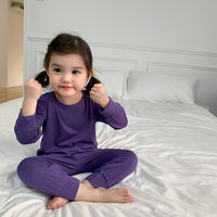 Load image into Gallery viewer, 2 Pieces Set Baby Kid Unisex Solid Color Tops And Pants Sleepwears Wholesale 230315226
