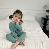 Load image into Gallery viewer, 2 Pieces Set Baby Kid Unisex Solid Color Tops And Pants Sleepwears Wholesale 230315226
