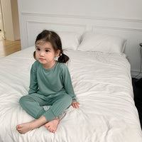 Load image into Gallery viewer, 2 Pieces Set Baby Kid Unisex Solid Color Tops And Pants Sleepwears Wholesale 230315226

