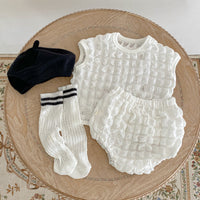 Load image into Gallery viewer, 2 Pieces Set Baby Girls Solid Color Tops And Shorts Wholesale 230315231
