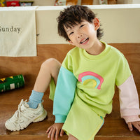 Load image into Gallery viewer, 2 Pieces Set Baby Kid Unisex Color-blocking Rainbow Tops And Shorts Wholesale 230315232
