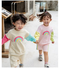 Load image into Gallery viewer, 2 Pieces Set Baby Kid Unisex Color-blocking Rainbow Tops And Shorts Wholesale 230315232
