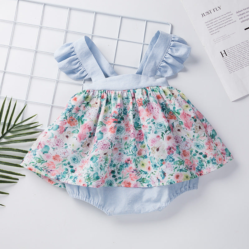 Baby Girls Flower Print Rompers Wholesale 230315234