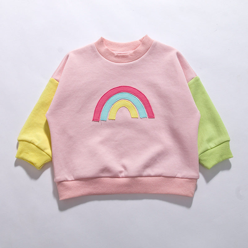 Baby Kid Unisex Color-blocking Rainbow Hoodies Sweatshirts Wholesale 230315235