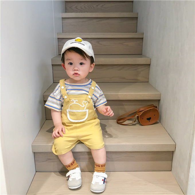 2 Pieces Set Baby Kid Unisex Striped T-Shirts And Cartoon Rompers Wholesale 230315318