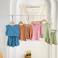 Load image into Gallery viewer, 2 Pieces Set Baby Kid Girls Solid Color Tank Tops And Shorts Wholesale 230315337
