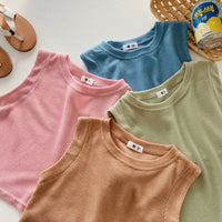 Load image into Gallery viewer, 2 Pieces Set Baby Kid Girls Solid Color Tank Tops And Shorts Wholesale 230315337
