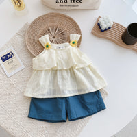 Load image into Gallery viewer, 2 Pieces Set Baby Kid Girls Solid Color Tank Tops And Shorts Wholesale 230315410
