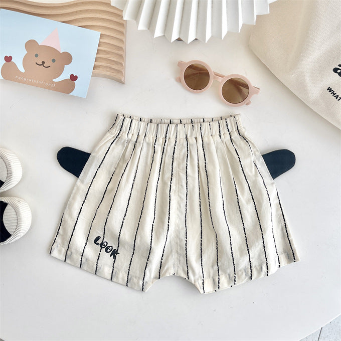 Baby Kid Unisex Striped Cartoon Print Shorts Wholesale 230315456