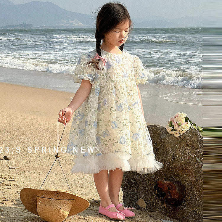 Baby Kid Girls Flower Print Dresses Wholesale 230315533