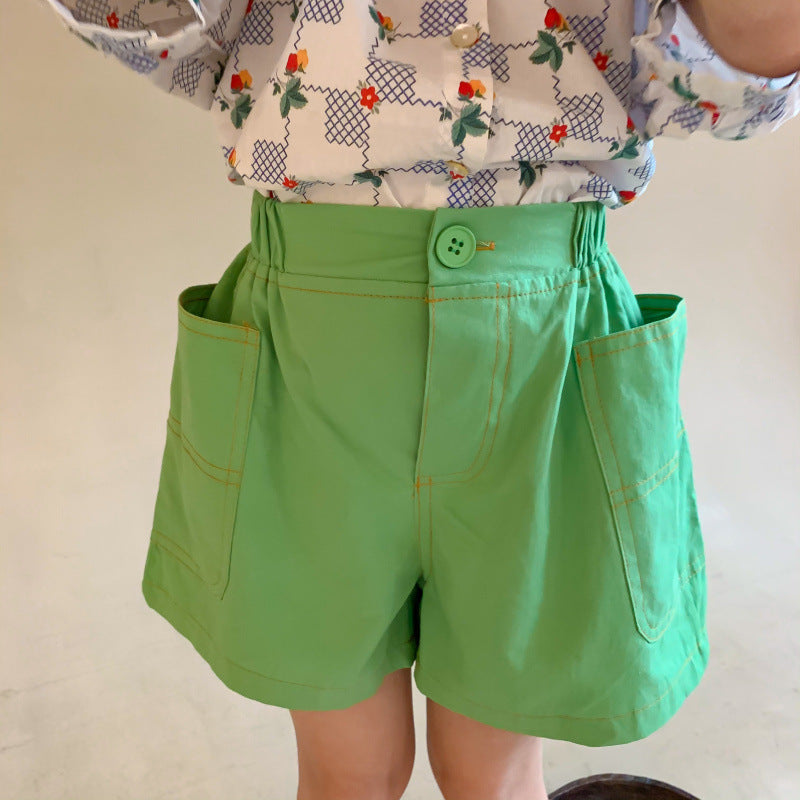 Baby Kid Girls Solid Color Shorts Wholesale 23031560