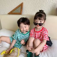 Load image into Gallery viewer, 2 Pieces Set Baby Kid Unisex Checked T-Shirts And Shorts Wholesale 23031562
