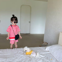 Load image into Gallery viewer, 2 Pieces Set Baby Kid Unisex Checked T-Shirts And Shorts Wholesale 23031562
