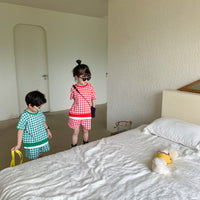 Load image into Gallery viewer, 2 Pieces Set Baby Kid Unisex Checked T-Shirts And Shorts Wholesale 23031562
