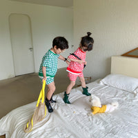 Load image into Gallery viewer, 2 Pieces Set Baby Kid Unisex Checked T-Shirts And Shorts Wholesale 23031562
