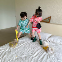 Load image into Gallery viewer, 2 Pieces Set Baby Kid Unisex Checked T-Shirts And Shorts Wholesale 23031562
