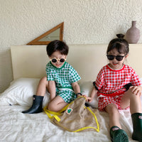 Load image into Gallery viewer, 2 Pieces Set Baby Kid Unisex Checked T-Shirts And Shorts Wholesale 23031562
