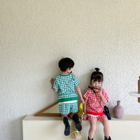 Load image into Gallery viewer, 2 Pieces Set Baby Kid Unisex Checked T-Shirts And Shorts Wholesale 23031562
