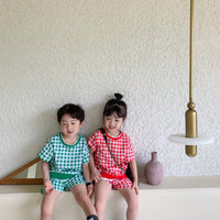 Load image into Gallery viewer, 2 Pieces Set Baby Kid Unisex Checked T-Shirts And Shorts Wholesale 23031562
