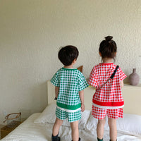 Load image into Gallery viewer, 2 Pieces Set Baby Kid Unisex Checked T-Shirts And Shorts Wholesale 23031562
