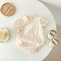 Load image into Gallery viewer, Baby Girls Solid Color Flower Rompers Wholesale 230315633
