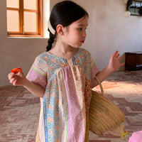 Load image into Gallery viewer, Baby Kid Girls Striped Flower Print Dresses Wholesale 230315699
