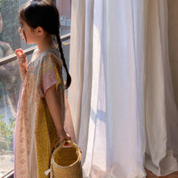 Load image into Gallery viewer, Baby Kid Girls Striped Flower Print Dresses Wholesale 230315699
