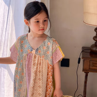 Load image into Gallery viewer, Baby Kid Girls Striped Flower Print Dresses Wholesale 230315699

