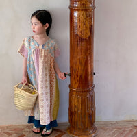 Load image into Gallery viewer, Baby Kid Girls Striped Flower Print Dresses Wholesale 230315699
